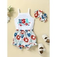 thumbnail image 3 of Bagilaanoe 4th of July Clothes for Newborn Baby Girls Sleeveless Romper Tops + Floral Shorts + Headband 3M 6M 12M 18M 24M Infant Independence Day Outfits 3pcs Short Pants Set, 3 of 9