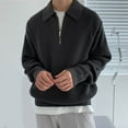 thumbnail image 2 of Annhoo Mans Knit Shirts Solid Color Quarter Zipper Collared Long Sleeve Tops Pullover Loose Warm Trendy Comfy Soft Sweater, 2 of 6