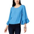 thumbnail image 1 of INC Blusa sin mangas con volantes para mujer, azul, mediana, 1 of 1
