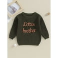 thumbnail image 2 of RUINIXCW Toddler Baby Boy Sweater Little Brother Outfit Infant Boys Spring Fall Winter Knit Sweaters Clothes Long Sleeve Letter Embroidery Knit Tops, 2 of 8