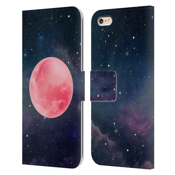 Head Case Designs Officially Licensed Cosmo18 Space Pink Moon Leather Book Wallet Case Cover Compatible with Apple iPhone 6 Plus / iPhone 6s Plus