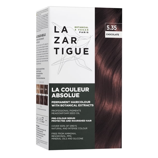 Lazartigue Permanent Haircolour 5.35 I Tinte chocolate I Sin amoníaco con extractos botánicos y alta concentración de pigmentos I Para todo tipo de cabello I 150 ml