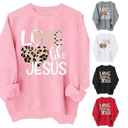 SONXAHE Big Girl s Leopard Heart Graphic Sweatshirt Oversized Crew Neck Printed Sweatshirt Holiday Daily Sweatshirts Pink