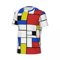 thumbnail image 5 of T Shirt For Men Gym Mondrian Line T-Shirts Trendy Cool Colorful Plaid Summer Tees O Neck Retro Graph, 5 of 7
