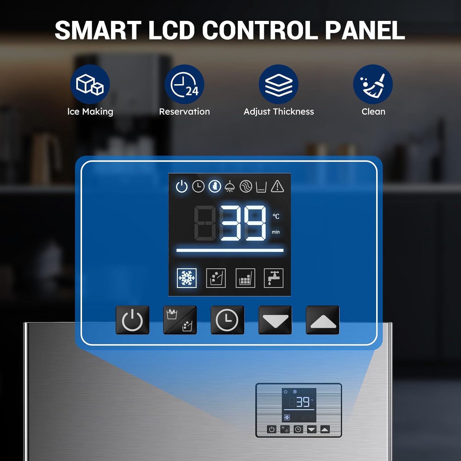 Professional Undercounter Ice Machine - 500Lbs/24H Output, 45Lbs Storage Capacity, Stainless Steel Built-in Design for Commercial Bars & Restaurants