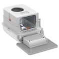 thumbnail image 3 of Lohoms Stainless Steel Litter Box with Lid, XL Extra Large Enclosed Cat Litter Box for Big Cats 110° Flip Cover, Front & Top Dual Entry, High Sided Litter Box & Pedal & Scoop, Anti-Leakage, 3 of 11