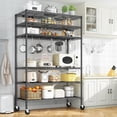 thumbnail image 2 of Romorgniz 82" H X45 W X18 D Storage Shelves with Wheels, 6 Tier Wire Shelving Adjustable Metal Shelving Pantry Shelves Capacity 1200LBS for Garage Shelving, Pantry, Kitchen, Closet, Black,2P, 2 of 12