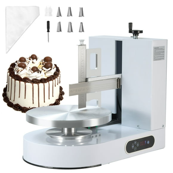 KFFKFF Cake Decorating Machine, Cake Cream Spreading Coating Smearing Machine, Low Noise Cake Frosting Machine, Turntable with Adjustable Scraper, for 6" to 14" Cake, White