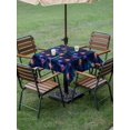thumbnail image 3 of Outdoor Tablecloth with Umbrella Hole and Zipper, Jellyfish Square Table Cloth 60x60 Inch Waterproof Tablecloth, Blue Urple Orange Ocean Starry Sky Coastal Picnic Table Cover for Patio Camping, 3 of 7