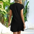 thumbnail image 4 of qolati Casual Dresses for Women Short Sleeve Summer Dresses 2025 Ruched Front Boho Beach Sundresses Spring Button V Neck A-Line Mini Dress, 4 of 6