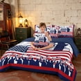 thumbnail image 3 of Manfei American Flag Twin Bedding, Retro 250 Anniversary Bedding Comforter Set, Red Blue White, Navy Reversible 7 Pieces, 3 of 6