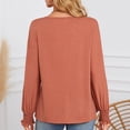 thumbnail image 5 of vigerkar Womens Long Sleeve Tunic Tops Fashion Loose Fit Dressy Tops Pleated Front Crewneck Shirts Business Casual Cute Tee (Brick Red, S), 5 of 6