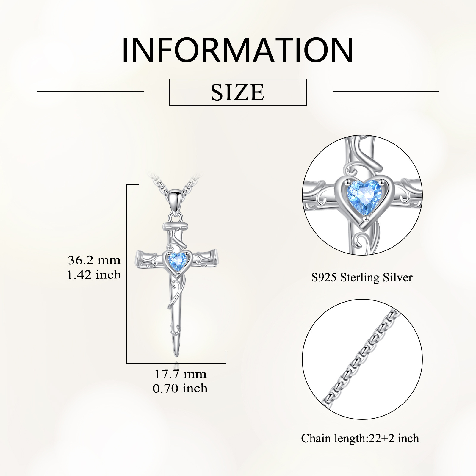 Nail Cross Necklace 925 Sterling Silver Heart Nail Crucifix Pendant Christian Jewelry Gifts for Men Women
