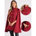 thumbnail image 2 of DARING DIVA Women's Winter Slit Sleeve Double Breasted Cloak Coat Burgundy S, 2 of 6