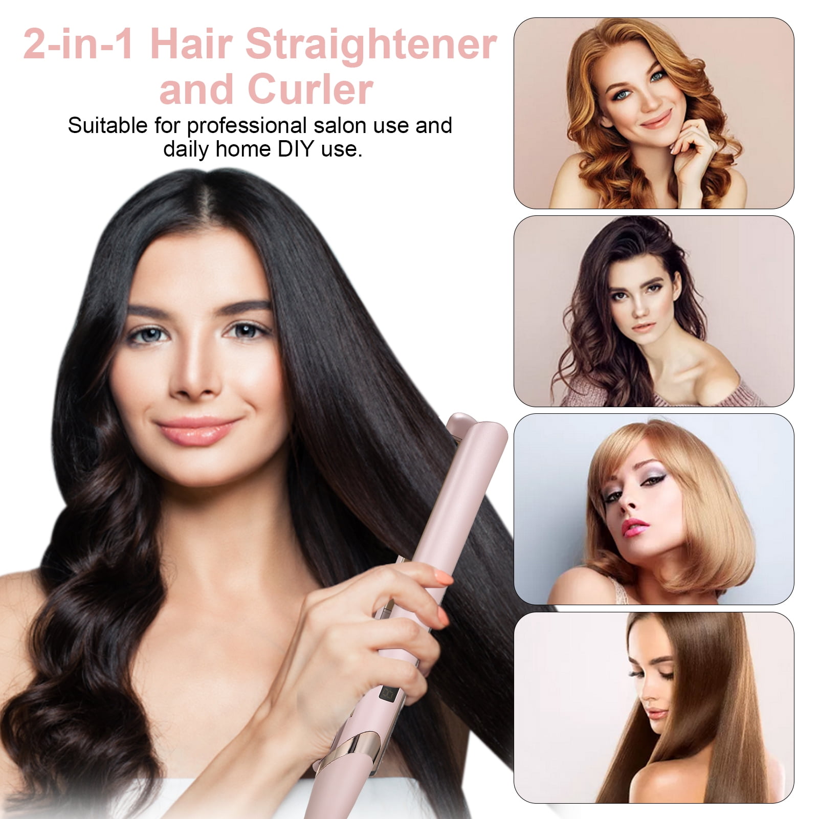 Hair Straightener and Curler Adjustable Temps Portable Hair Flat Iron Curling Styling Tool Walmart