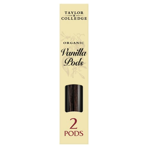 Taylor & Colledge 2 Organic Vanilla Pods, British Import (Pack of 2)
