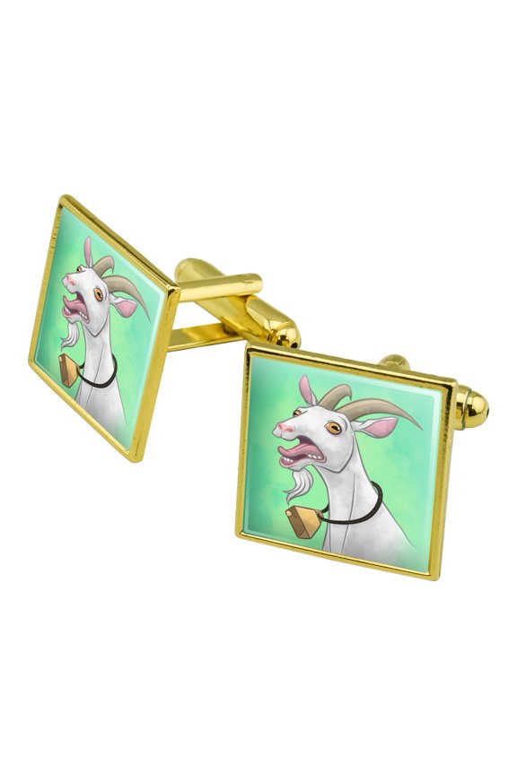 Screaming Goat Square Cufflink Set - Silver or Gold