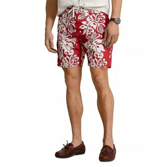 Polo by Ralph Lauren Men's Palm Island Swim Trunks, Red 38