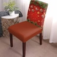 thumbnail image 3 of Chair Covers for Dining Room Set of 6,Christmas Trees Xmas Balls Snowflakes on Red Stretch Seat Protector Removable Washable Chairs Slipcovers for Kitchen Banquet Wedding Hotel,Winter Pine Leaf, 3 of 6