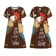 thumbnail image 3 of Bixox Robe d'Été à Manches Courtes pour Femmes Robe Ample Longueur Genou avec Poches-Coq et Poulet, 3 of 7