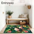 thumbnail image 3 of ODIKA 3'x5' Machine Washable Non-Slip Area Rug, Tropical Flamingo Oasis Exotic Summer Doormat for Patio High Traffic Rug, Green, 99173, 3 of 7