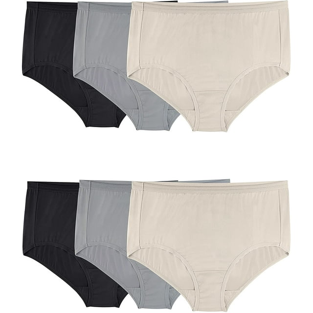 Fruit Of The Loom Culotte Brève en Microfibre Fit For Me pour Femmes Grande Taille, Lot de 6, 12