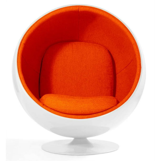 Luna Circle Lounge Chair White/Orange
