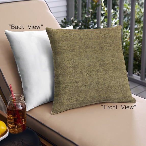 Ahgly Company Outdoor Square Mid-Century Modern Throw Pillow, 18 inch by 18 inch