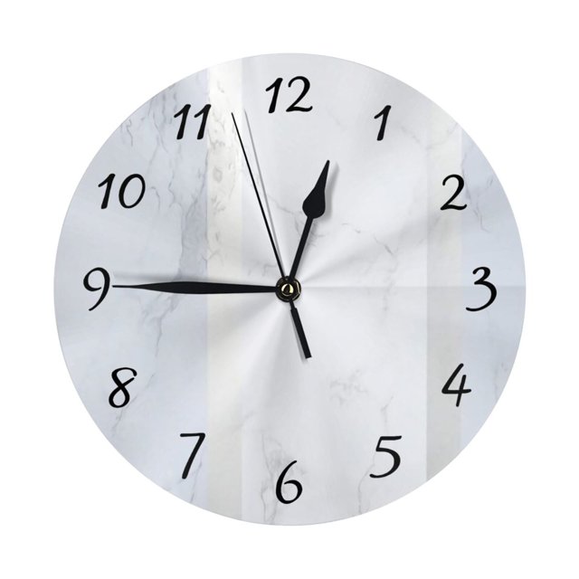Reloj de pared de mármol plateado - Relojes de pared silenciosos que no hacen tictac de 10 pulgadas - Estilo rústico retro campestre decorativo para sala de estar, cocina, hogar, baño y dormitorio