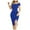 Blue, variant on IROINNID Dresses For Women Evening Party Slimming Backless Off Shoulder Solid Short Sleeve Bodycon Dresses Summer