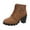 Brown, variant on Luxalzxs Women's Round Toe Dressy Ankle Boots Lace Up Chunky Block High Heel Dress Short Bootie