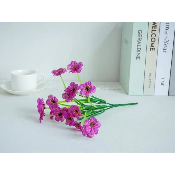 Hierba primaveral de cinco cabezas Flor artificial violeta falsa Flor de plástico Decoración de boda Hotel Oficina