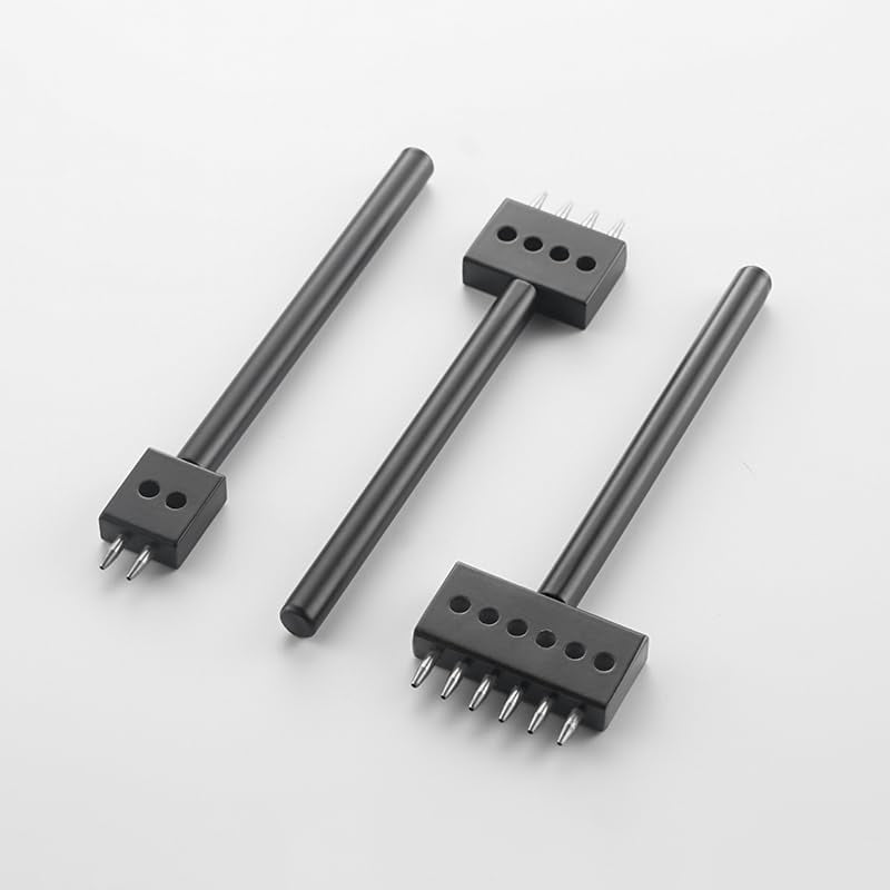 ABCISI Leather Round Hole Punching Tool, 3pcs Prong Punch Tool Set with 2/4/6 Prong Options for Precise Round Hole Punching DIY Leather Craft (6MM)
