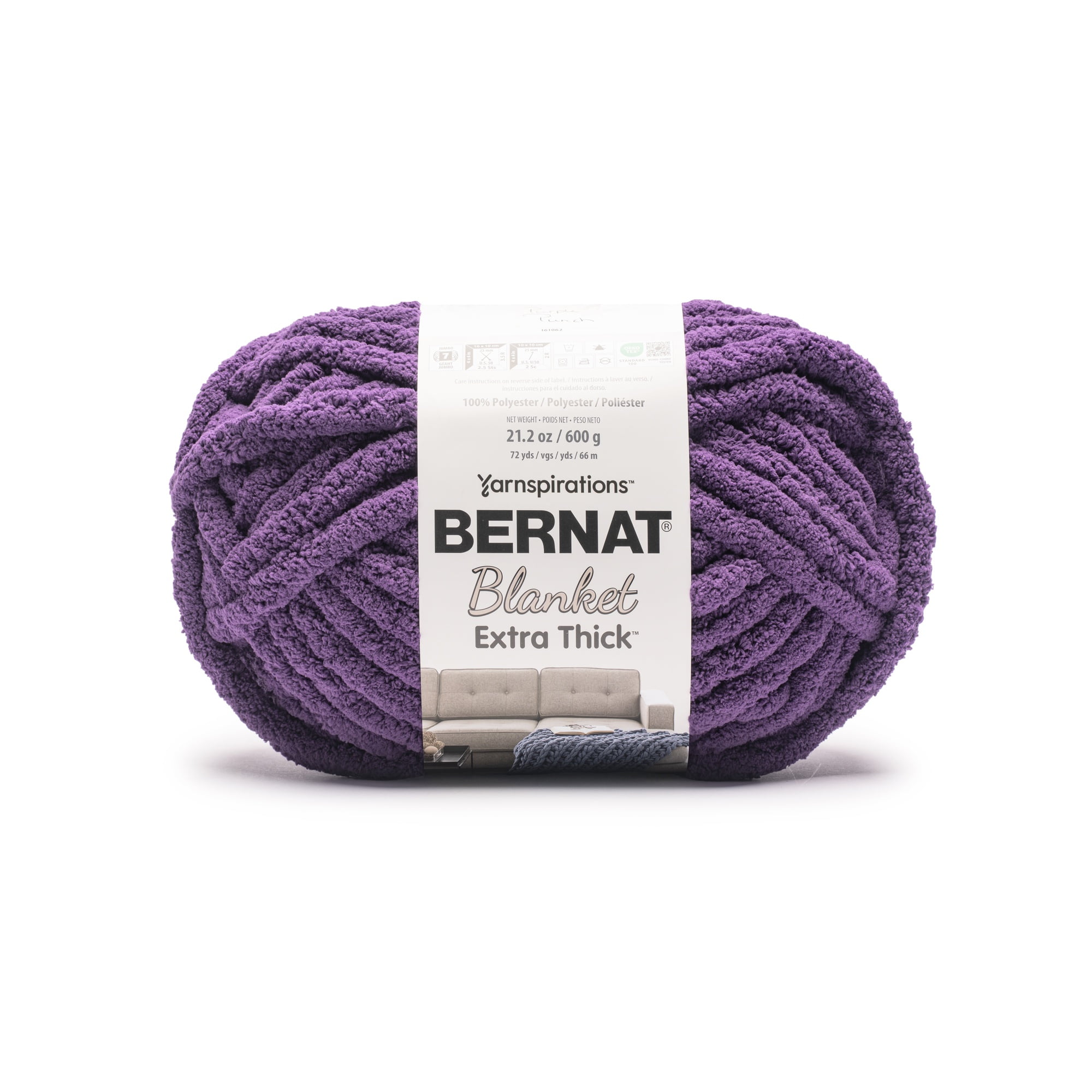 Bernat® Blanket Extra Thick™ #7 Jumbo Polyester Yarn, Purple Punch 21.2oz/600g 72 Yards