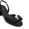 thumbnail image 3 of XYD Women Cap Round Toe Pearls Slingback Pumps Elastic Strap Mid Block Heel Shoes Elegant Prom Bridal Sandals Size 16 Black, 3 of 4