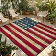 thumbnail image 2 of Outdoor Rug 4x6 ft Patriotic Rustic American Flag Waterproof Outdoor Patio Rug Mat Non Slip Outside Area Rugs Carpet for RV,Camping,Porch,Deck,Pool,Balconybackyard,4th of July Red Blue, 2 of 9