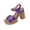 Purple, variant on HTHLVMD Women's Block Heel Sandals, Platform Heel Sandals, Women's Metallic Pu Chunky Heel Sandals – Platform Block Heels With Adjustable Buckle, Comfortable Wedding Party Dress Pump Sandal, Gold 9
