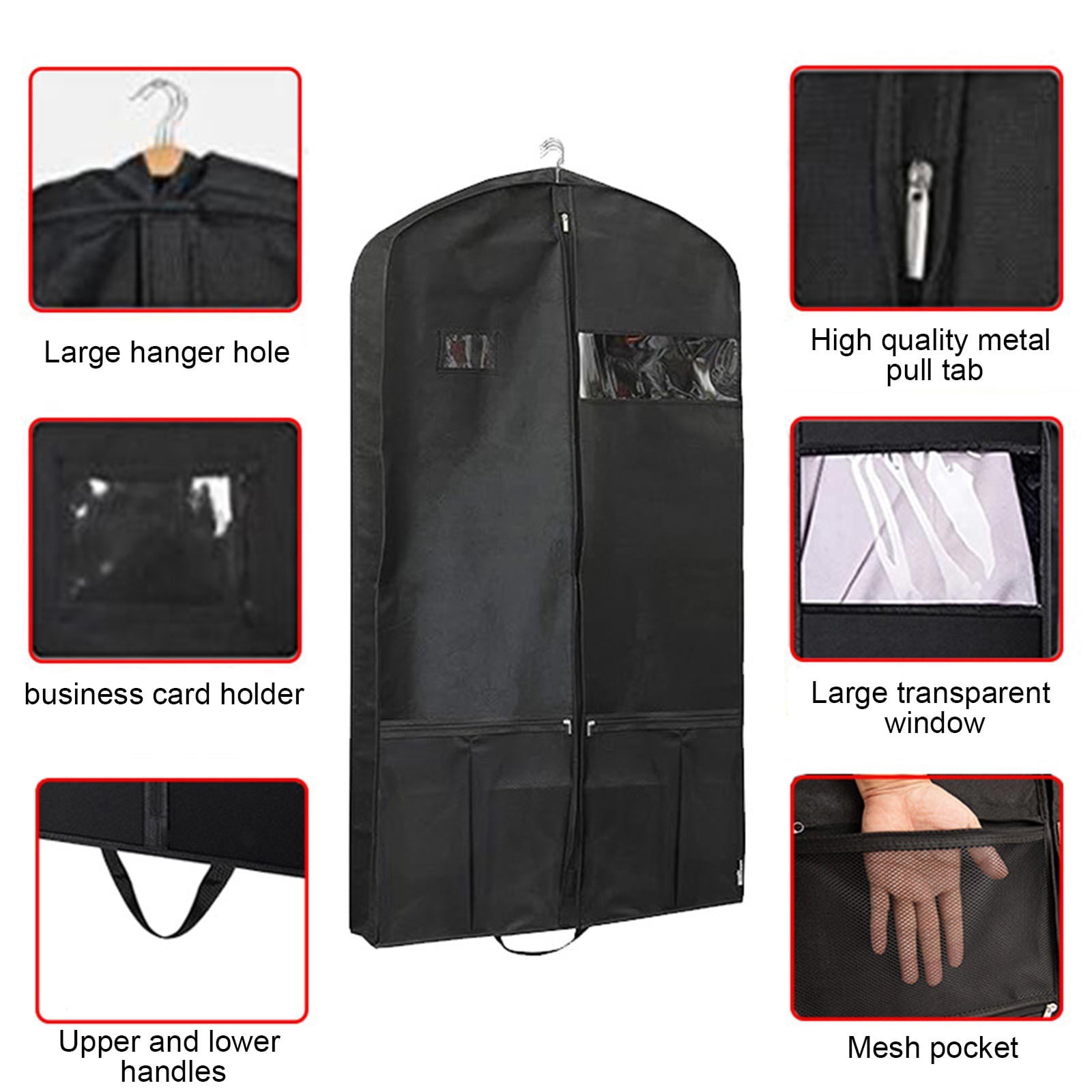 Djiypn Breathable Foldable Garment Bag with Clear Window - Perfect for Travel and Closet Storage, Ideal for Professionals and Frequent Travelers to Keep Suits, Dresses, Dust-Free and Wrinkle-Free