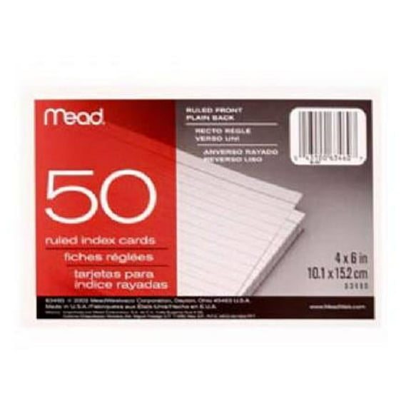 3 Packs Mead Ruled Index Cards 50 Count 4 X 6" New