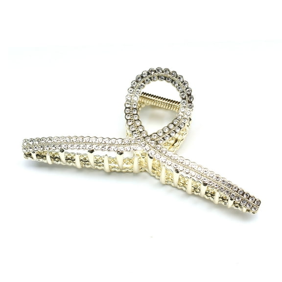 QinGoo Large Cross Hair Claw Clip for Women Non-Slip Strong Hold Thick Long Hair Accessory 1 Count, 4.5 Inch, Crystal