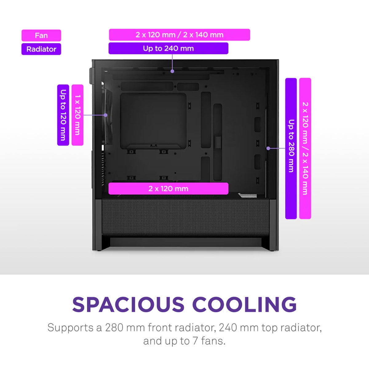 NZXT CCH31FB01 H3 Flow Micro ATX PC Case Black Tinted Glass