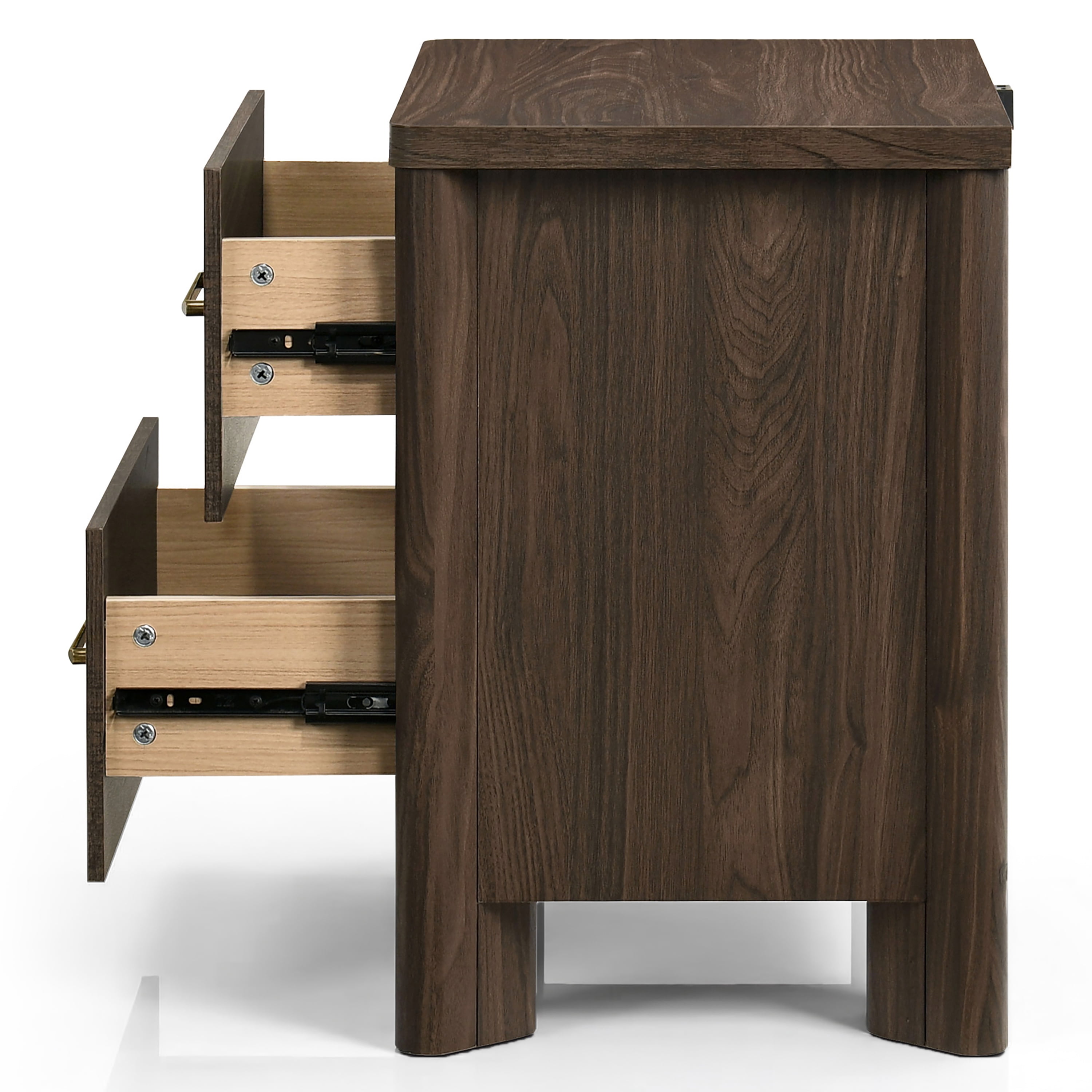 Furniture of America Gracie Modern Wood 2-Drawer Kids Nightstand with USB Ports, Walnut
