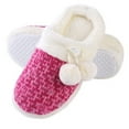 thumbnail image 2 of Women's Fluffy, Cozy Pom-Pom Soft Plush Slippers with No-Slip Rubber Sole For Indoor, Outdoor, Spa Use (Fuschia), 2 of 4