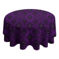 thumbnail image 4 of Purple Black Ornament Eye Pattern Round Tablecloth 60"x60",Wrinkle Wipeable Table Cloth for Kitchen Dining Room Picnic Patio Party, 4 of 6