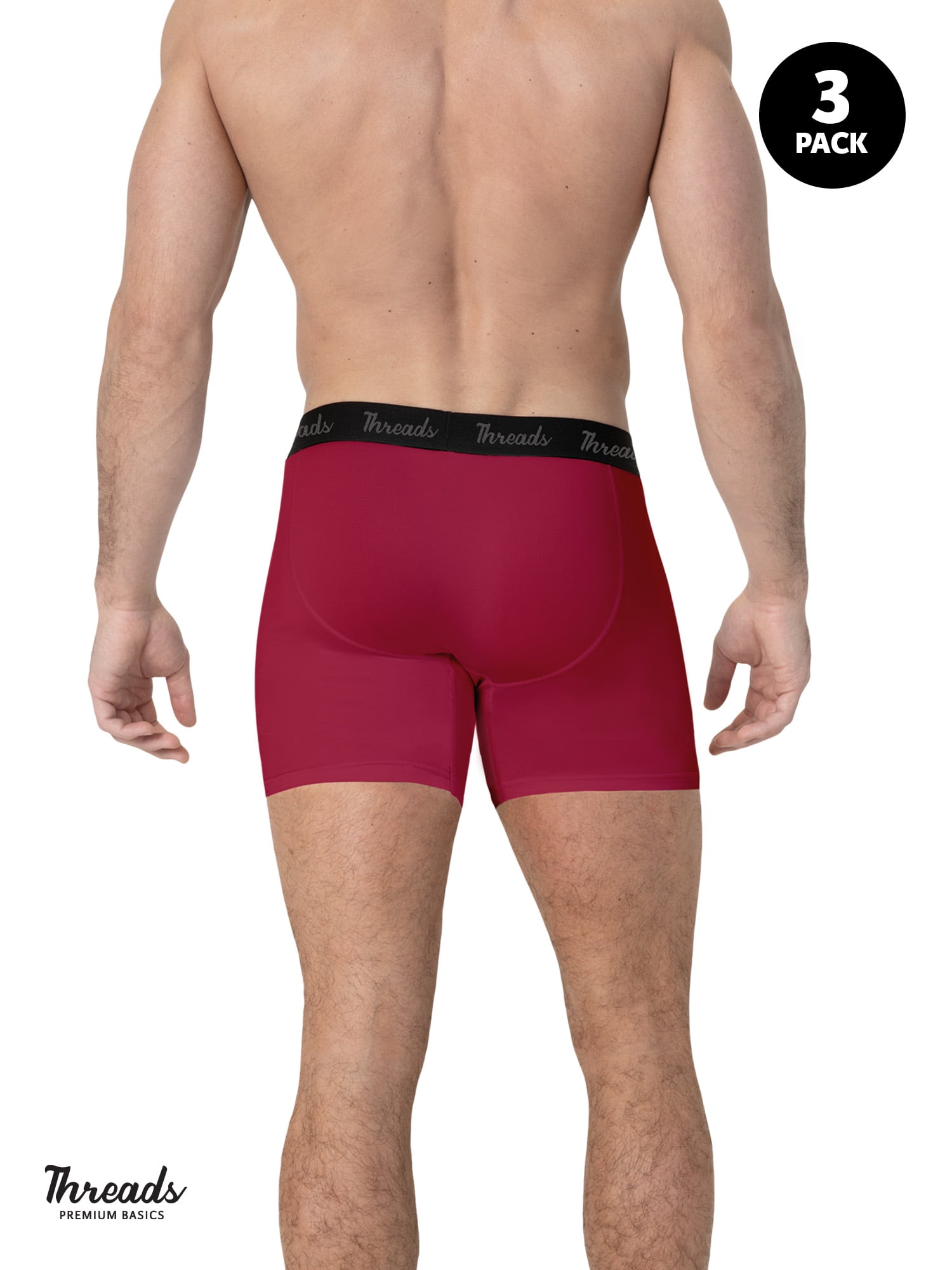 Threads Men's Underwear, 6" Ultra-Soft Boxer Briefs, Moisture Wicking, Anti-Odor, 3 Pack