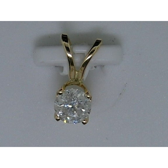 LADIES 14K YELLOW GOLD SOLITAIRE DIAMOND CHARM PENDANT