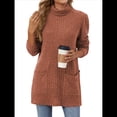 thumbnail image 3 of Camisas de Larga para Mujer, Blusas Túnica Casuales de Cuello Alto Naranja Rojo XL, 3 of 10