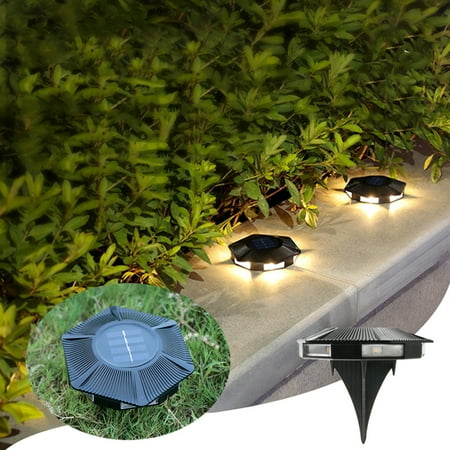 

aoksee Solar Ground Lights Outdoor With 6-Led Lamp Beads Disk Lights Garden Lights，Solar Powered Waterproof Lighting easy to install Bright for Backyard Garden Fence Patio Front Door Black （1Pack）