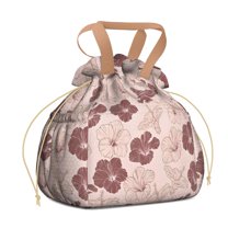 Pioneer Flower Floral Print Pattern Drawstring Lunch Bag Women - Drawstring Lunch Bag Insulated for Work Office - Stain-Resistant Large Lunchbags for Women with Multi-Pockets