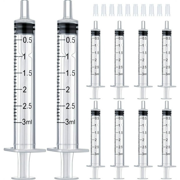 Triani 10Pcs Syringe No Needle Plastic Syringe for Pets Oral 3ml Disposable Individual Package Small Plastic Syringes for Science Measuring Liquid